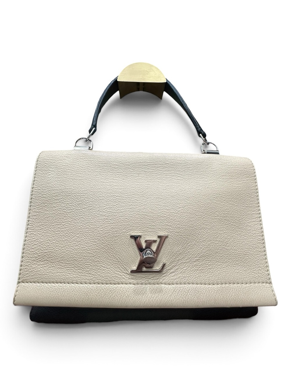 Louis Vuitton Lockme II Taurillon Leather Vanille Black Top Handle Bag
